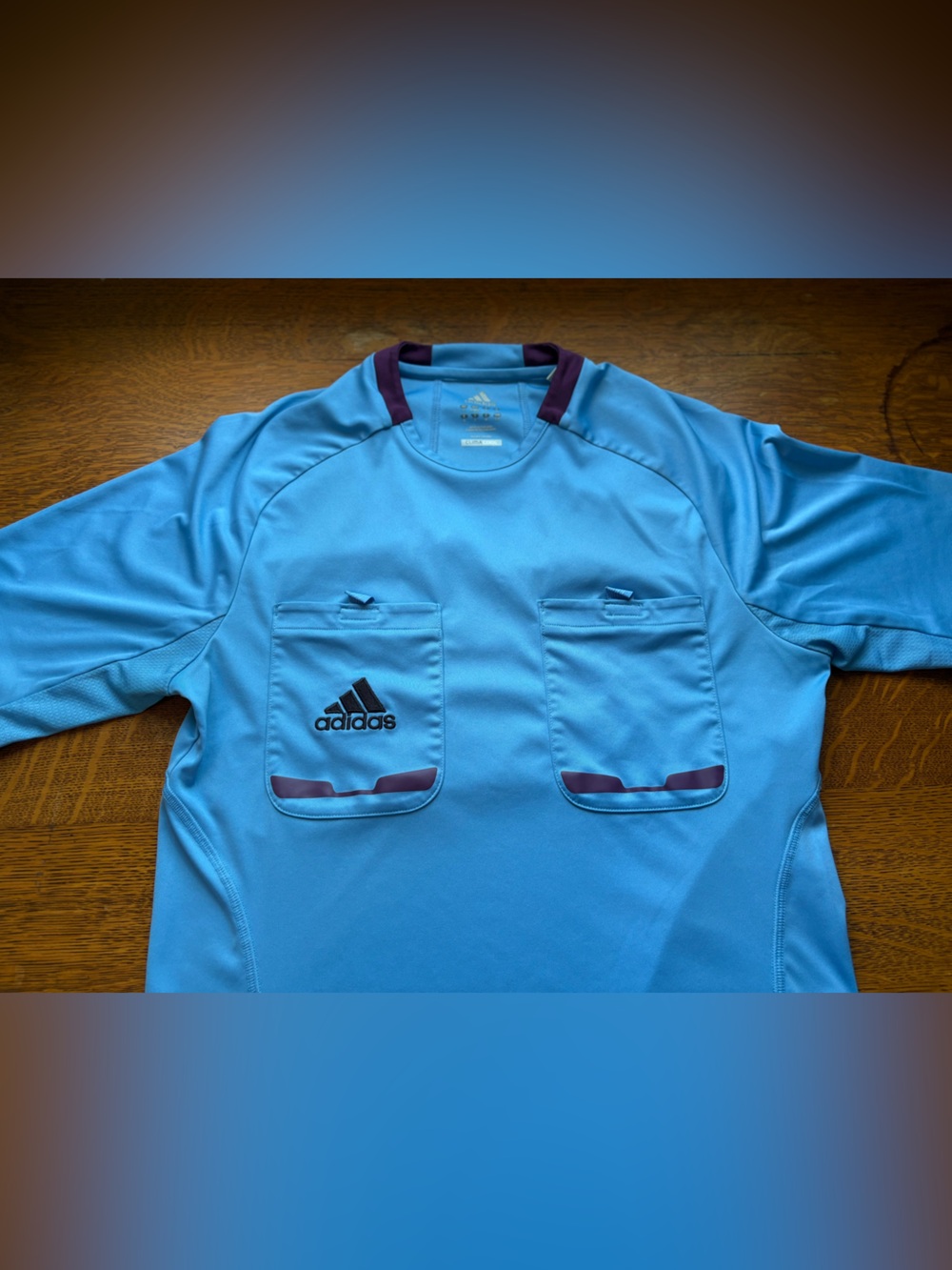 adidas Light Blue Short Sleeve Referee Jersey Formotion Soccer Purple Small - Picture 8 of 9